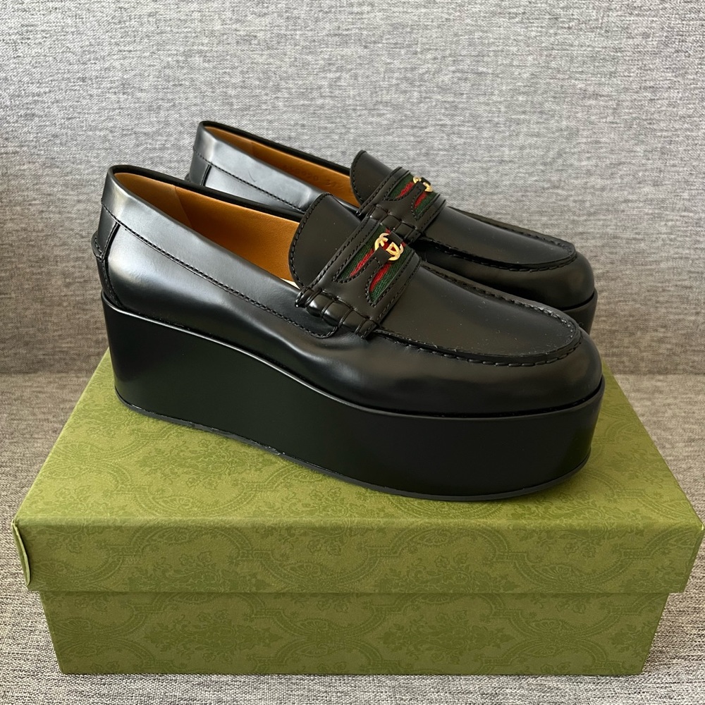 Gucci Double GG Small Logo Platform Loafers 37.5–7 US